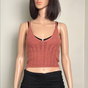Wilfred Pink Ribbed Crop Tank Top Sleeveless